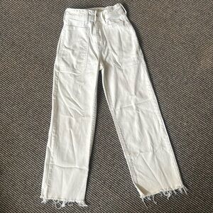 Cream denim wide leg jeans